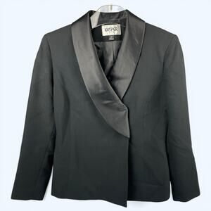 Kasper Blazer Women's Fancy Sateen Evening Black Petite size 2